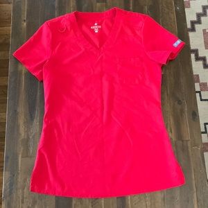 MedCouture V neck red scrub top (XS)
